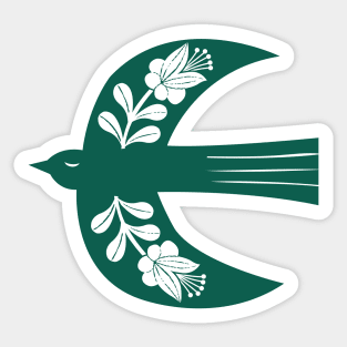 Large Folk Bird dark green Sticker